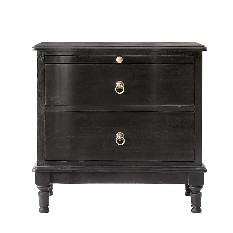 Solid Wood 2 Drawer Nightstand with Charging Ports & Pull-Out Shelf(Optional Types)