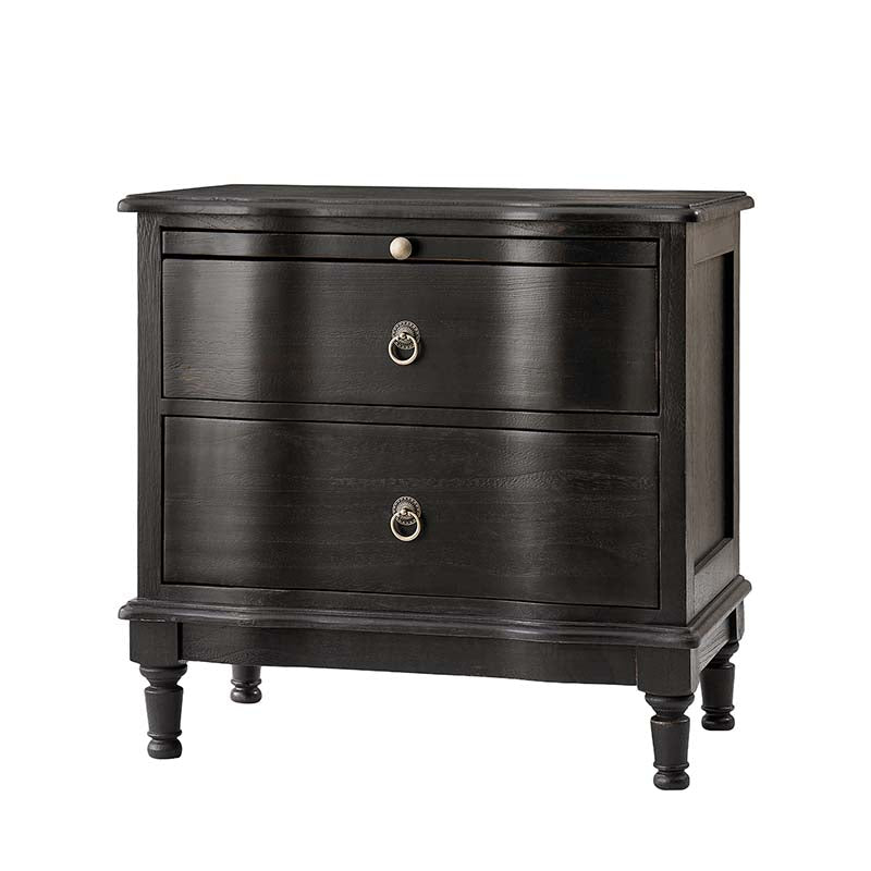 Solid Wood 2 Drawer Nightstand with Charging Ports & Pull-Out Shelf(Optional Types)