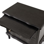 Solid Wood 2 Drawer Nightstand with Charging Ports & Pull-Out Shelf(Optional Types)