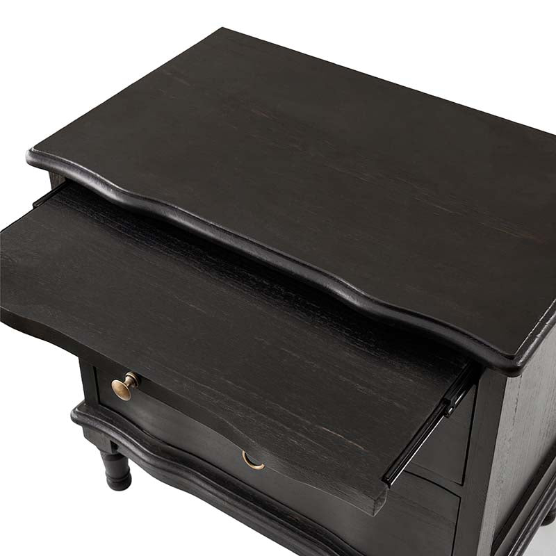 Solid Wood 2 Drawer Nightstand with Charging Ports & Pull-Out Shelf(Optional Types)