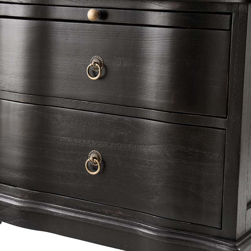 Solid Wood 2 Drawer Nightstand with Charging Ports & Pull-Out Shelf(Optional Types)