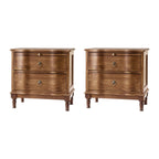 Solid Wood 2 Drawer Nightstand with Charging Ports & Pull-Out Shelf(Optional Types)