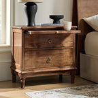 Solid Wood 2 Drawer Nightstand with Charging Ports & Pull-Out Shelf(Optional Types)