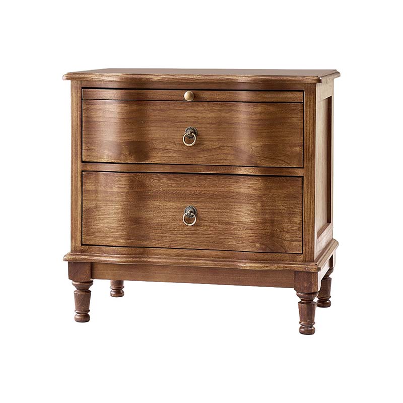 Solid Wood 2 Drawer Nightstand with Charging Ports & Pull-Out Shelf(Optional Types)