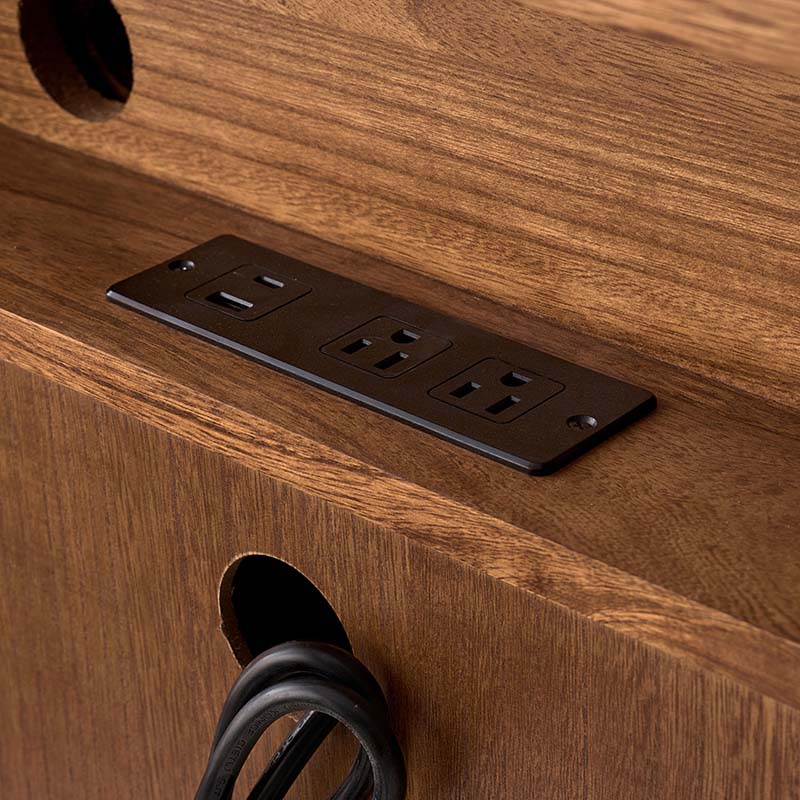 Solid Wood 2 Drawer Nightstand with Charging Ports & Pull-Out Shelf(Optional Types)