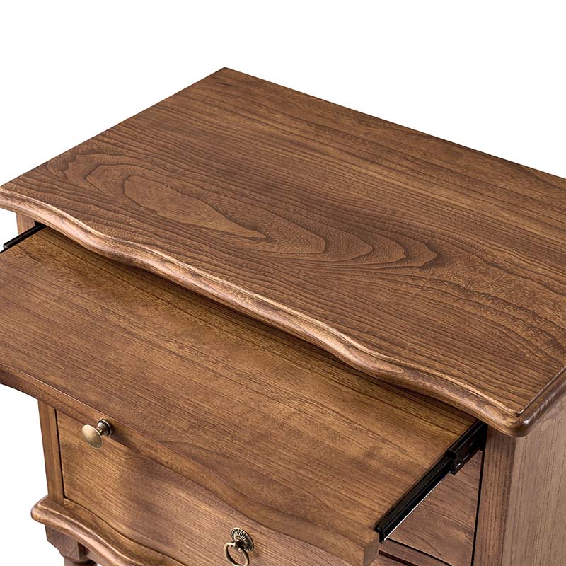 Solid Wood 2 Drawer Nightstand with Charging Ports & Pull-Out Shelf(Optional Types)