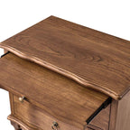 Solid Wood 2 Drawer Nightstand with Charging Ports & Pull-Out Shelf(Optional Types)