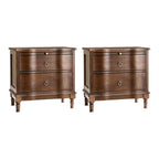Solid Wood 2 Drawer Nightstand with Charging Ports & Pull-Out Shelf(Optional Types)