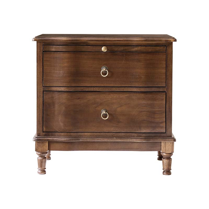 Solid Wood 2 Drawer Nightstand with Charging Ports & Pull-Out Shelf(Optional Types)