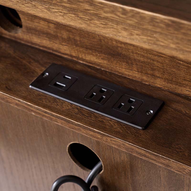 Solid Wood 2 Drawer Nightstand with Charging Ports & Pull-Out Shelf(Optional Types)