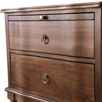 Solid Wood 2 Drawer Nightstand with Charging Ports & Pull-Out Shelf(Optional Types)