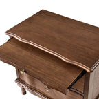 Solid Wood 2 Drawer Nightstand with Charging Ports & Pull-Out Shelf(Optional Types)