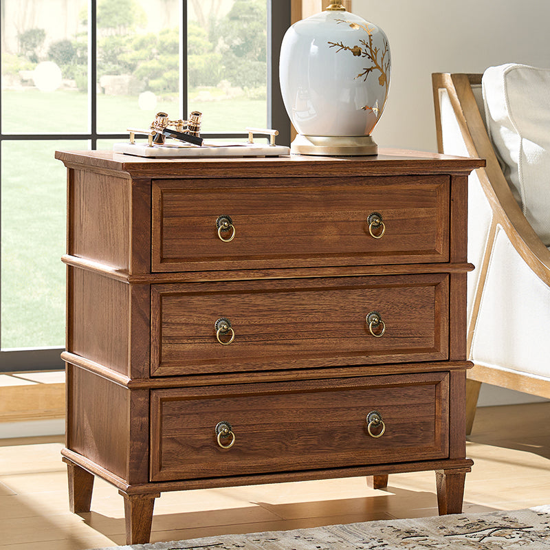 Jules Classic Solid Wood 3-Drawer Nightstand with USB Ports