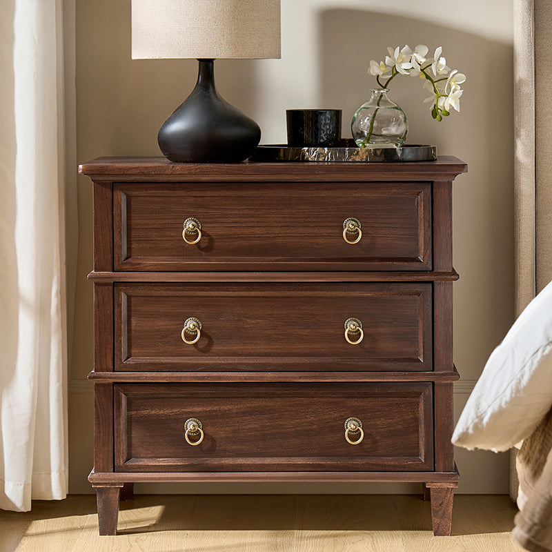 Jules Classic Solid Wood 3-Drawer Nightstand with USB Ports