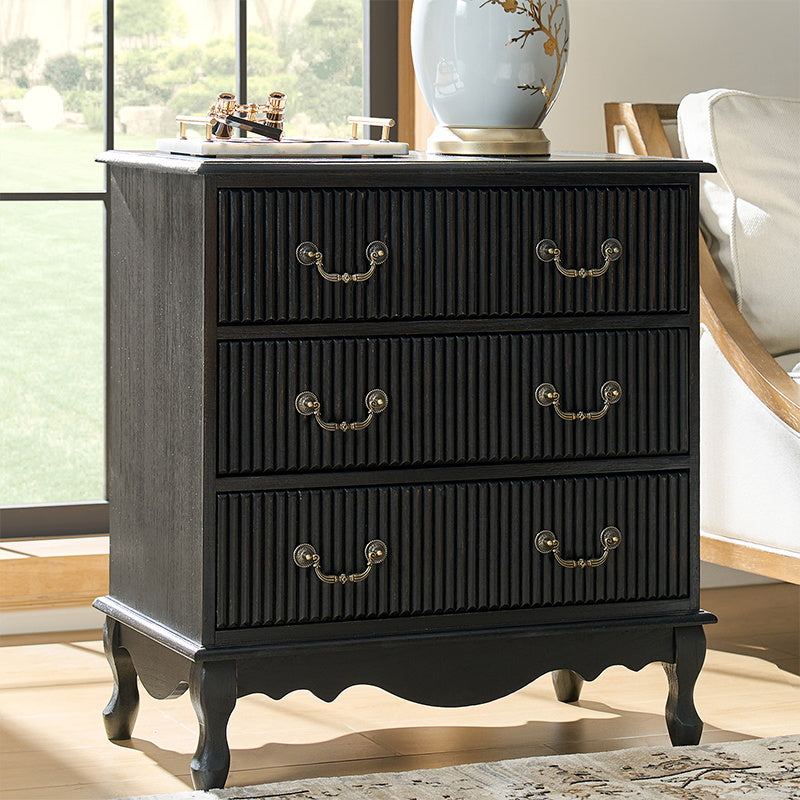 Galatea Fluted 3-Drawer Nightstand in Transitional Style