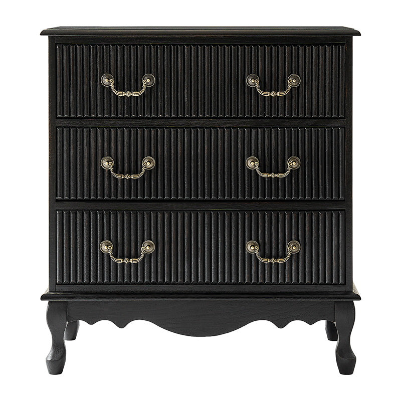 Galatea Fluted 3-Drawer Nightstand in Transitional Style