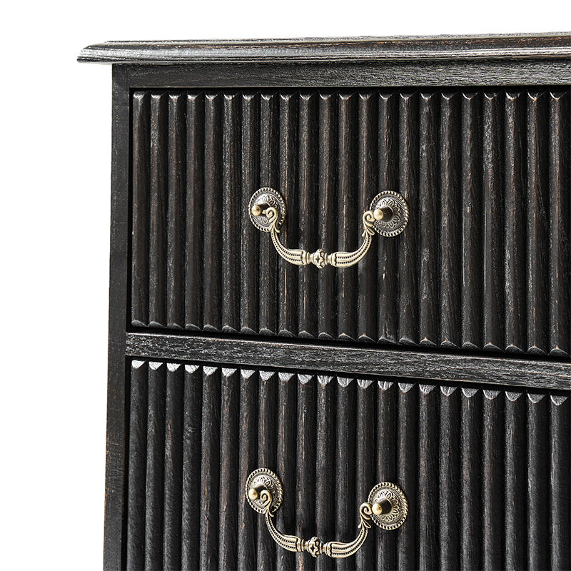 Galatea Fluted 3-Drawer Nightstand in Transitional Style