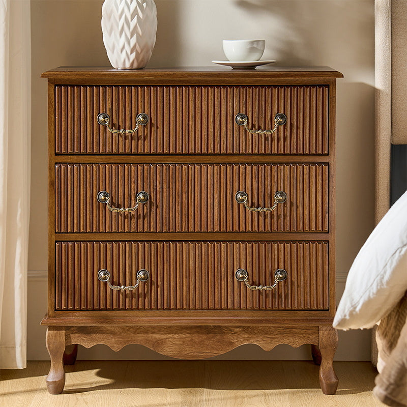 Galatea Fluted 3-Drawer Nightstand in Transitional Style