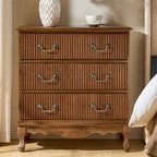 Galatea Fluted 3-Drawer Nightstand in Transitional Style