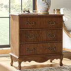 Galatea Fluted 3-Drawer Nightstand in Transitional Style