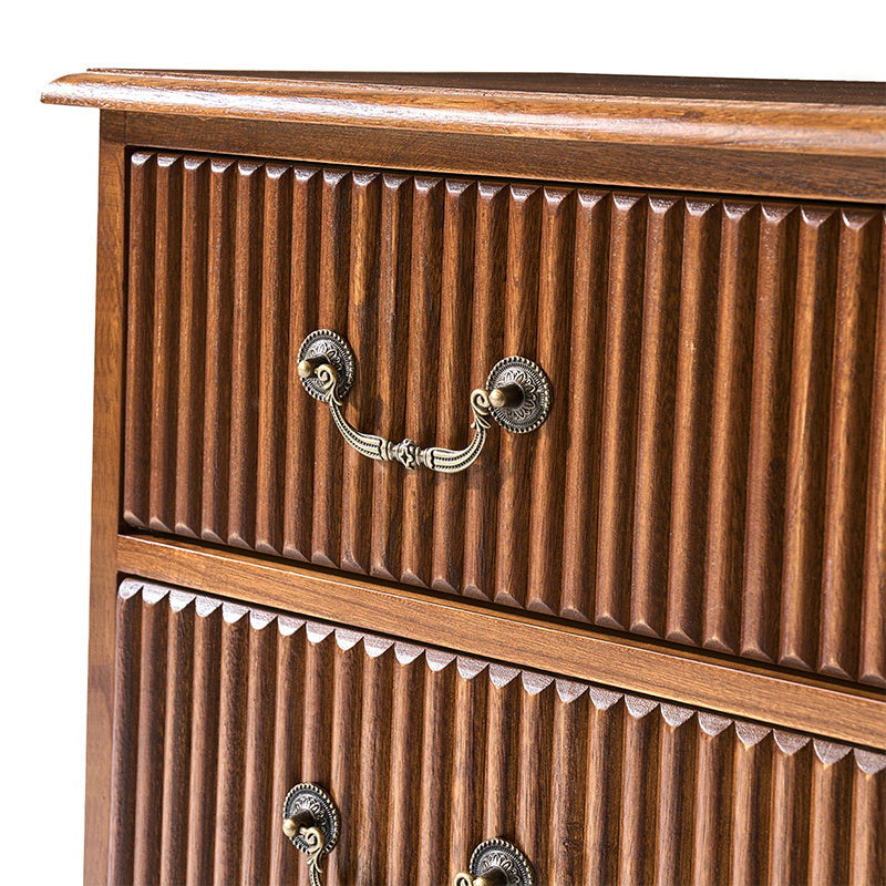 Galatea Fluted 3-Drawer Nightstand in Transitional Style