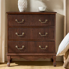 Galatea Fluted 3-Drawer Nightstand in Transitional Style