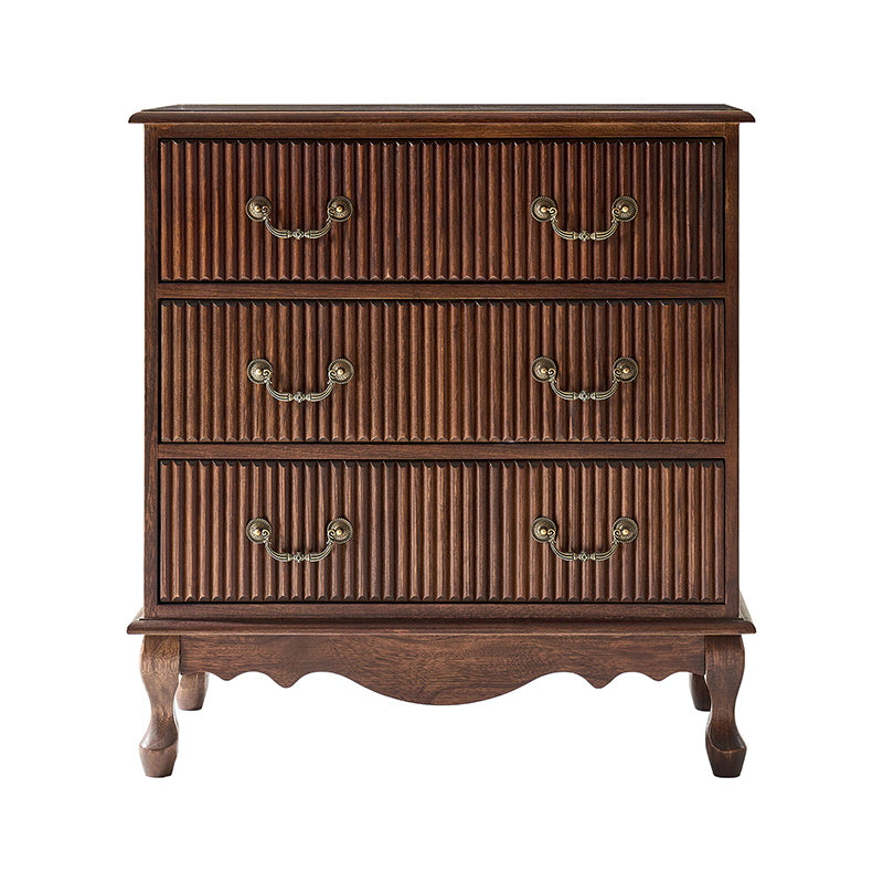Galatea Fluted 3-Drawer Nightstand in Transitional Style