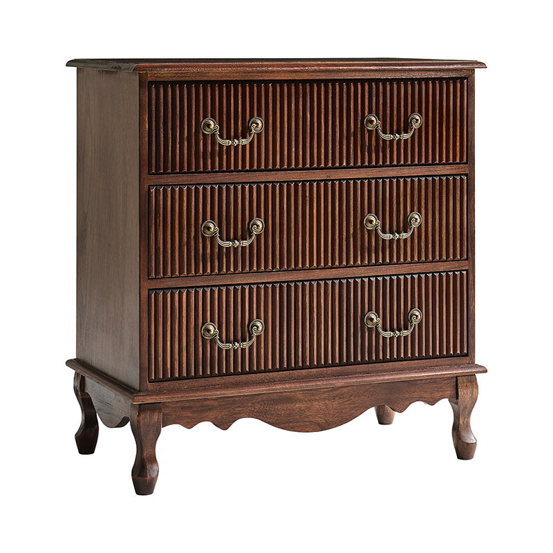Galatea Fluted 3-Drawer Nightstand in Transitional Style