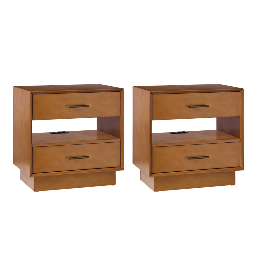 Yoel Hidden Drawer Nightstand with Built-in Outlets(Optional Types)