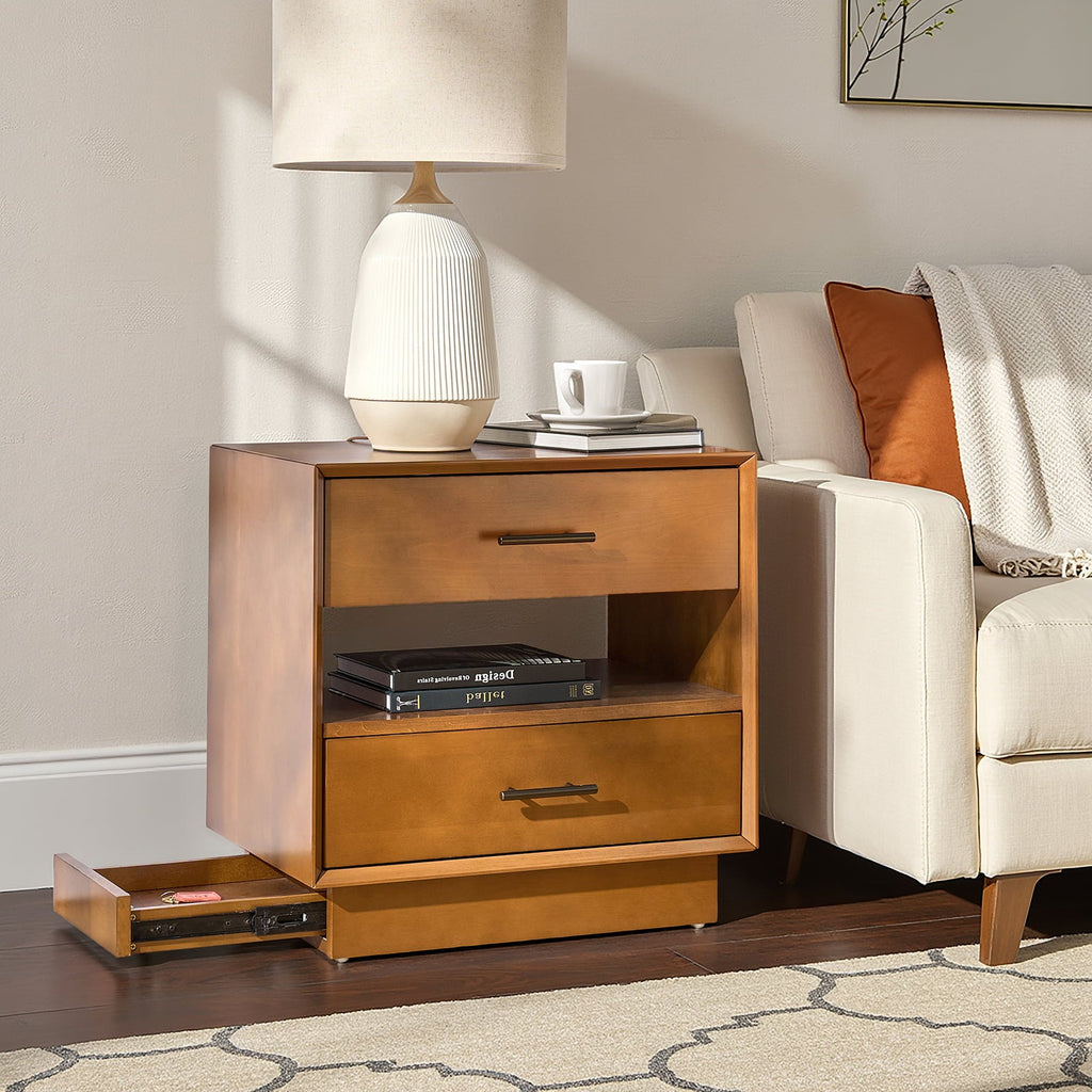 Yoel Hidden Drawer Nightstand with Built-in Outlets(Optional Types)