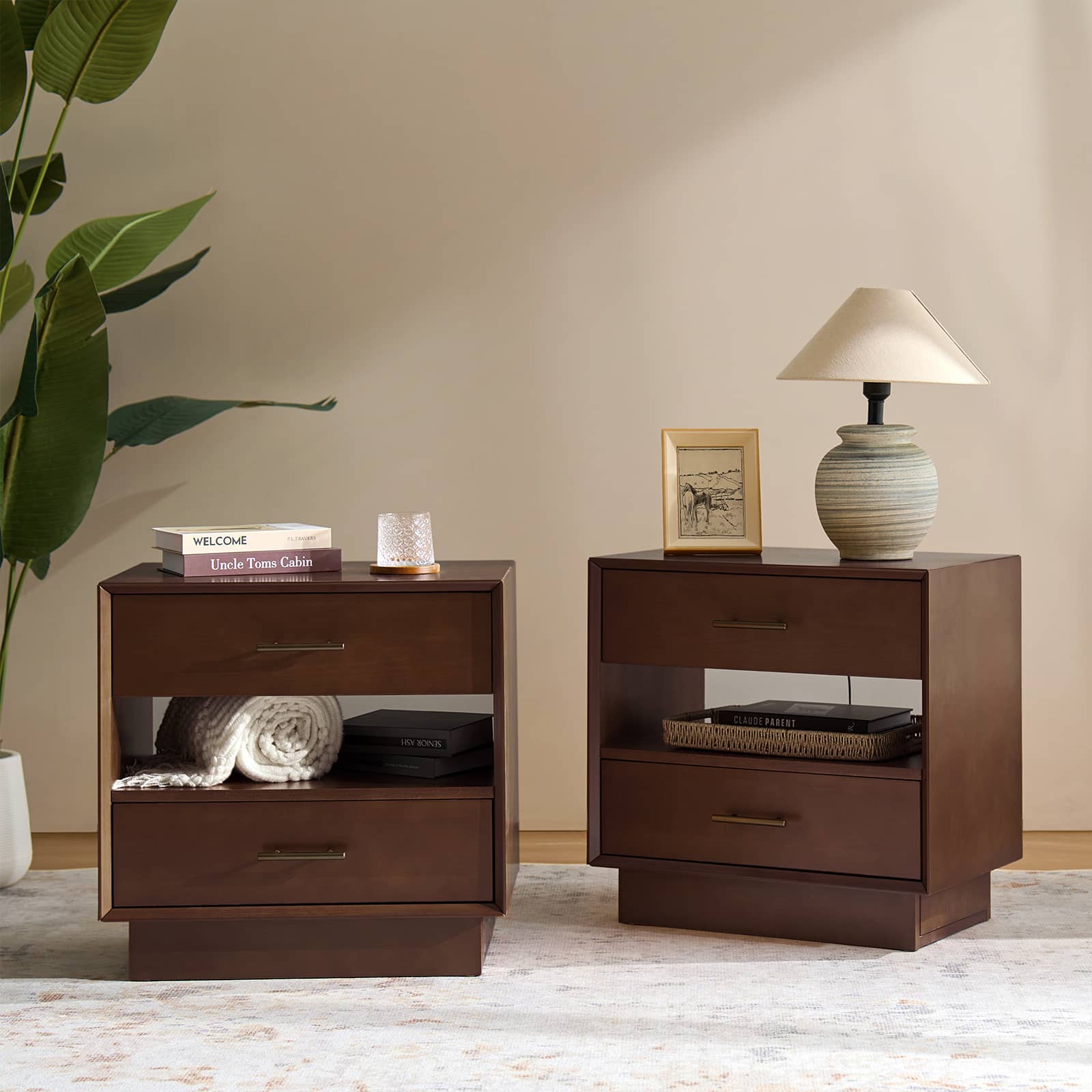 Yoel Hidden Drawer Nightstand with Built-in Outlets(Optional Types)