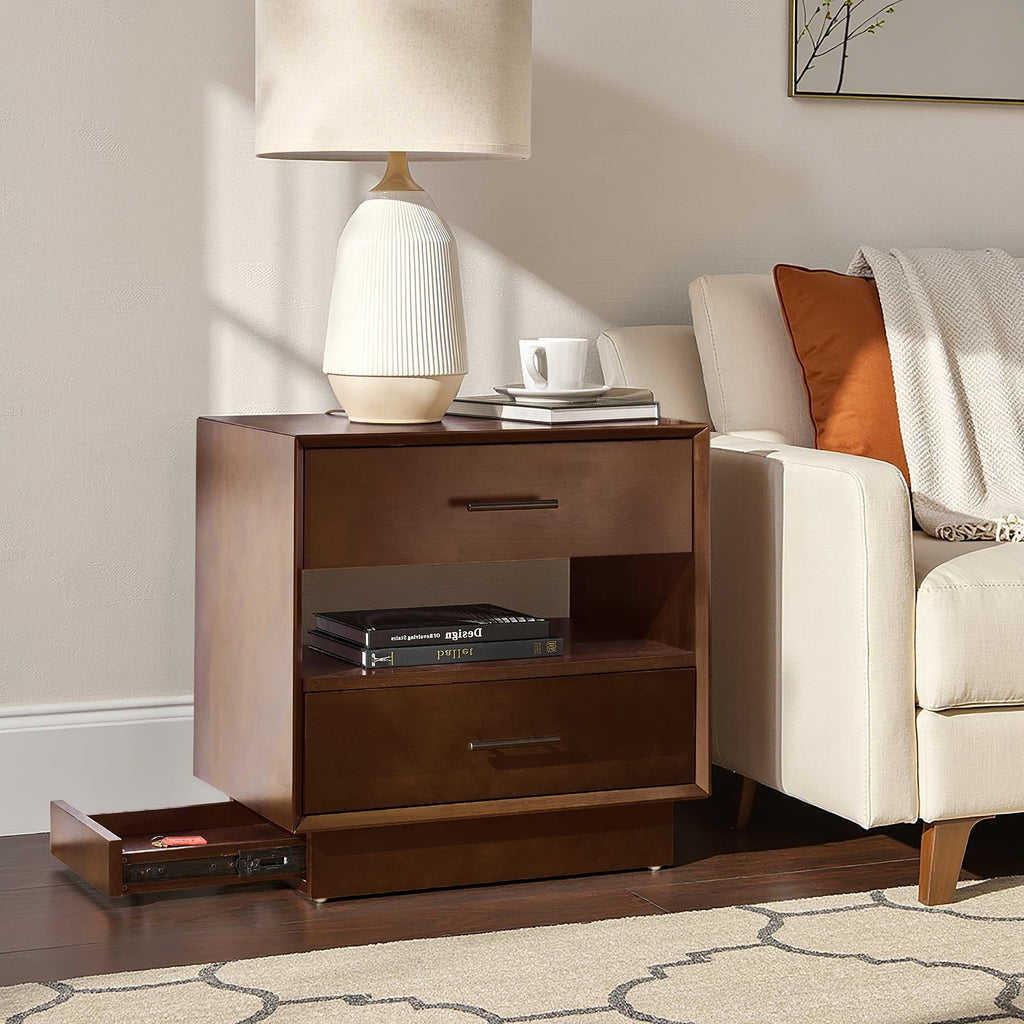 Yoel Hidden Drawer Nightstand with Built-in Outlets(Optional Types)
