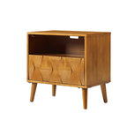 Rosalba Open Shelf Nightstand with Cable Management & Hidden Drawer(Optional Types)