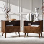 Rosalba Open Shelf Nightstand with Cable Management & Hidden Drawer(Optional Types)