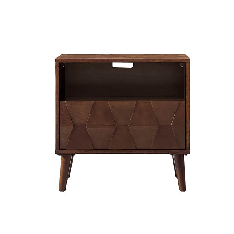 Rosalba Open Shelf Nightstand with Cable Management & Hidden Drawer(Optional Types)