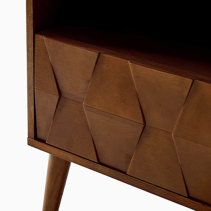 Rosalba Open Shelf Nightstand with Cable Management & Hidden Drawer(Optional Types)