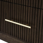 Modern Solid Wood Fluted Nightstand with USB & Oak Texture