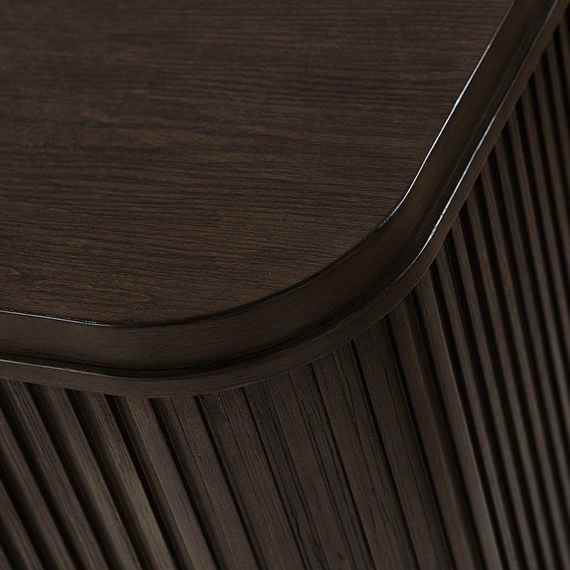 Modern Solid Wood Fluted Nightstand with USB & Oak Texture