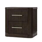 Modern Solid Wood Fluted Nightstand with USB & Oak Texture