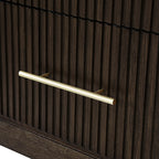 Modern Solid Wood Fluted Nightstand with USB & Oak Texture