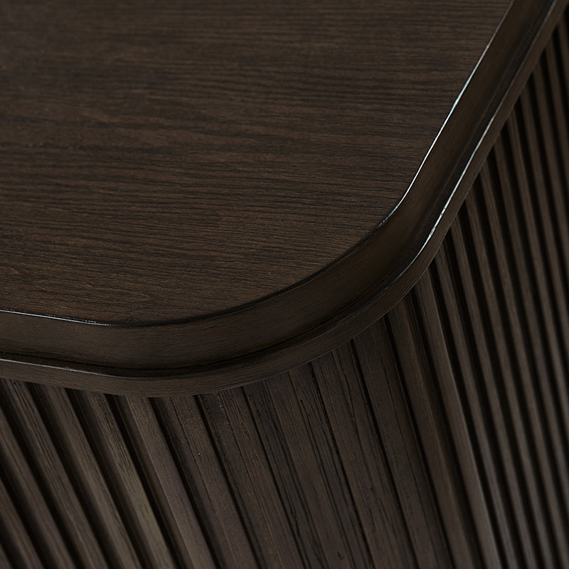 Modern Solid Wood Fluted Nightstand with USB & Oak Texture