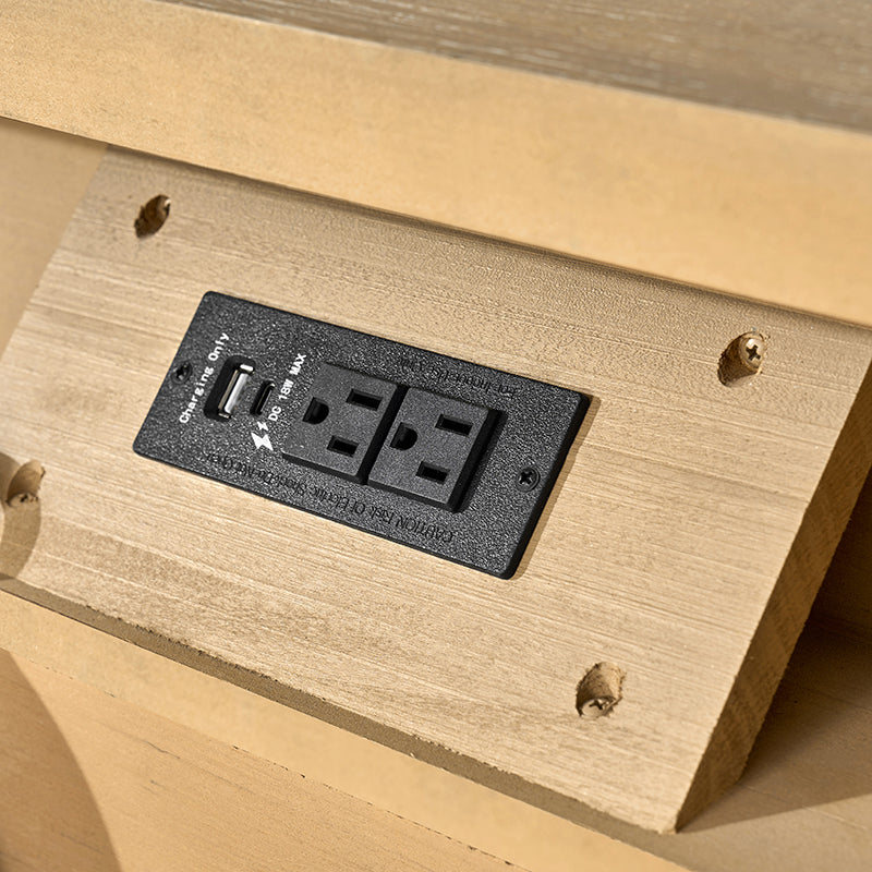 Modern Solid Wood Fluted Nightstand with USB & Oak Texture