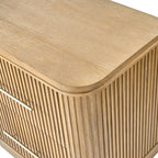 Modern Solid Wood Fluted Nightstand with USB & Oak Texture