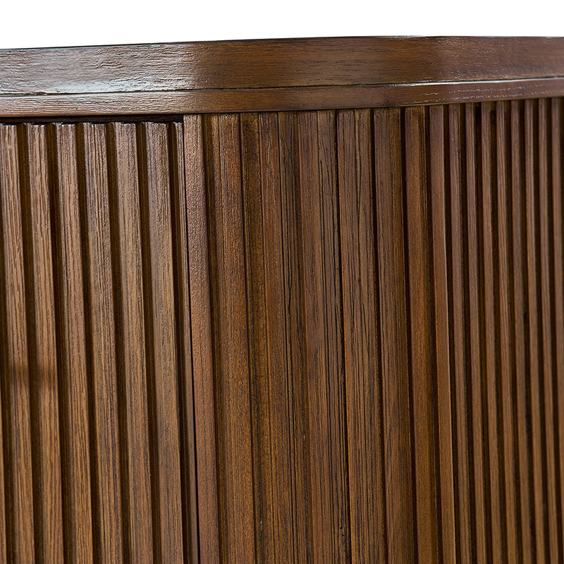 Modern Solid Wood Fluted Nightstand with USB & Oak Texture