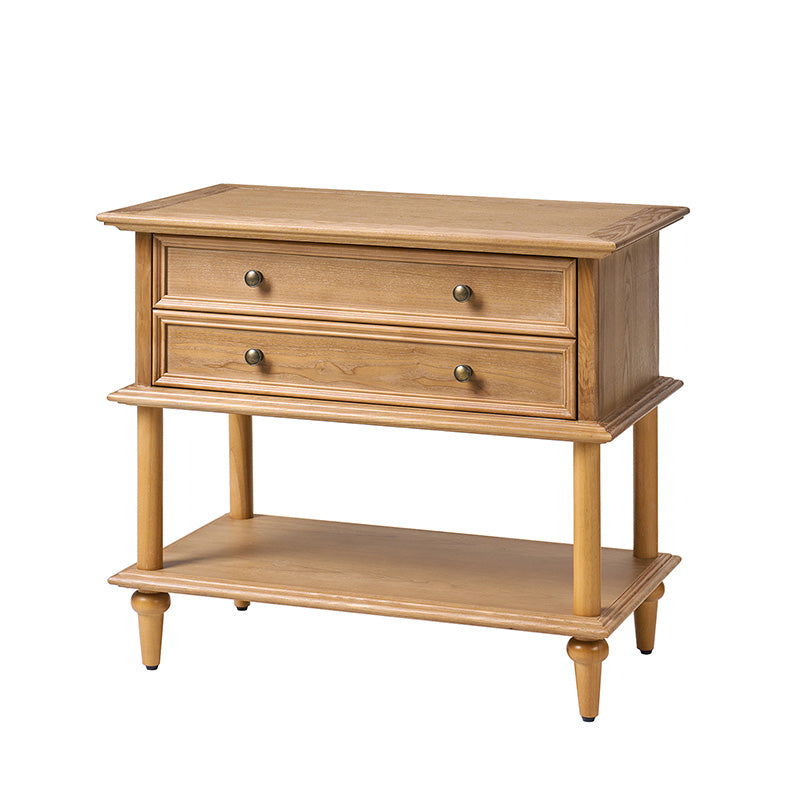 Multi-Functional Traditional Wood Nightstand with Open Shelf
