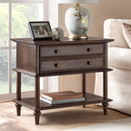 Multi-Functional Traditional Wood Nightstand with Open Shelf
