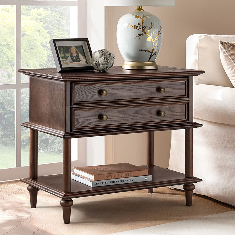 Multi-Functional Traditional Wood Nightstand with Open Shelf