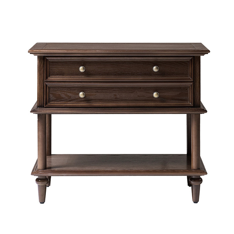 Multi-Functional Traditional Wood Nightstand with Open Shelf