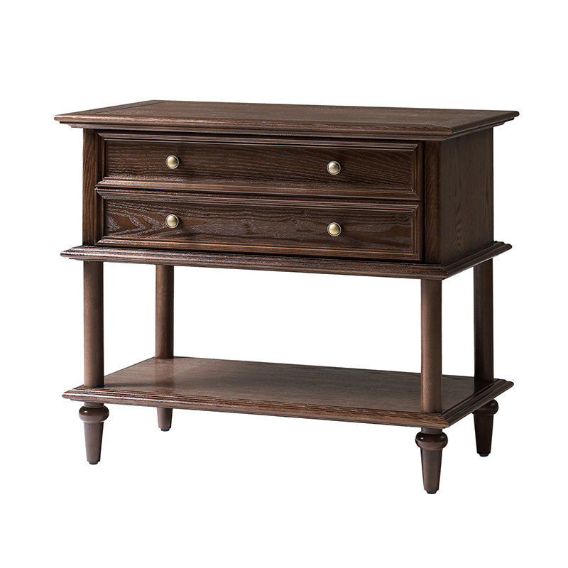 Multi-Functional Traditional Wood Nightstand with Open Shelf