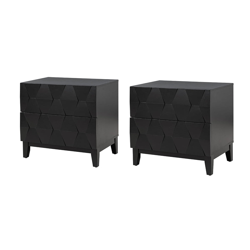 Kamu 2 - Drawer Nightstand Chest with Built-in Outlets(Optional Types)